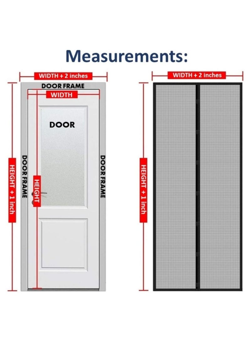 Magnetic Fly Screen Door, Heavy-Duty Anti Mosquito Mesh No Gap With Hooks, Self-Closing Privacy Screen Door Hands Free For Patio