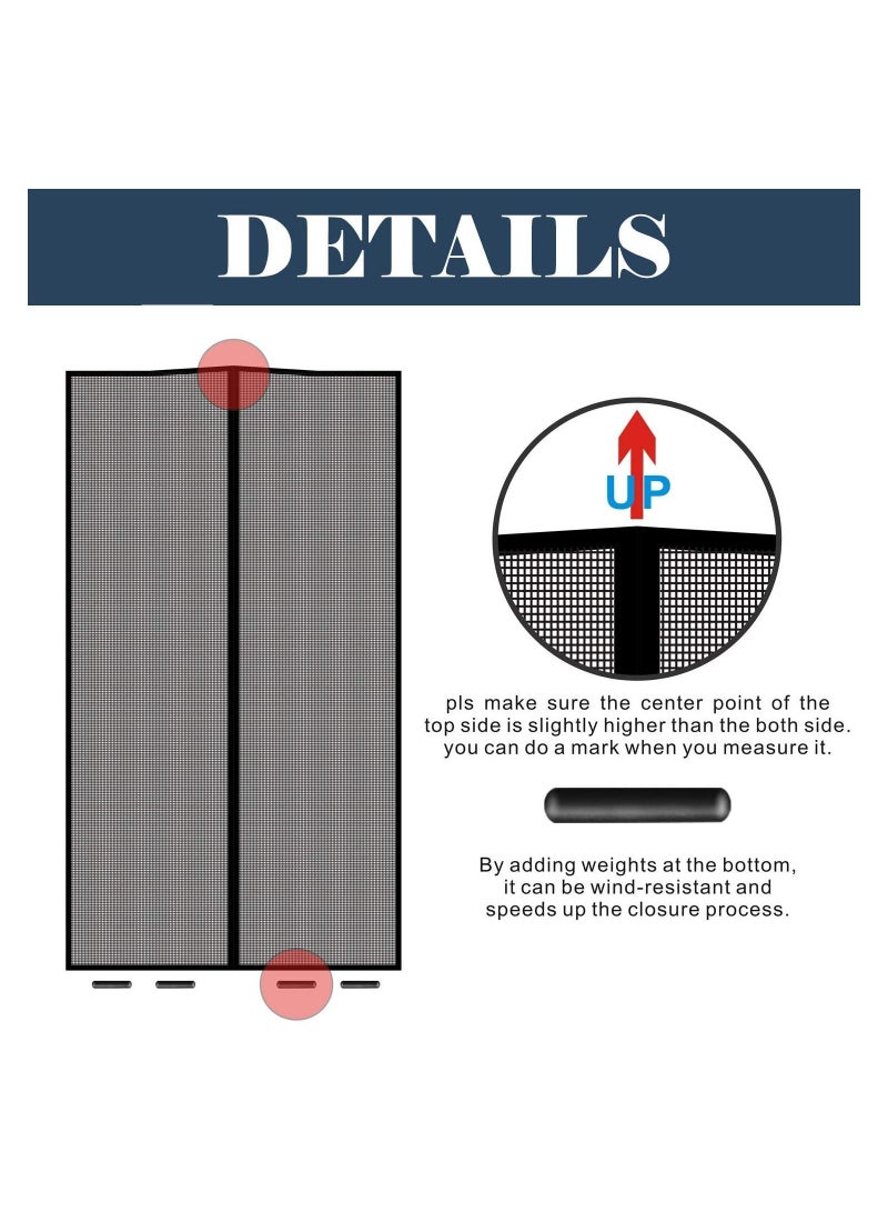 Magnetic Fly Screen Door, Heavy-Duty Anti Mosquito Mesh No Gap With Hooks, Self-Closing Privacy Screen Door Hands Free For Patio