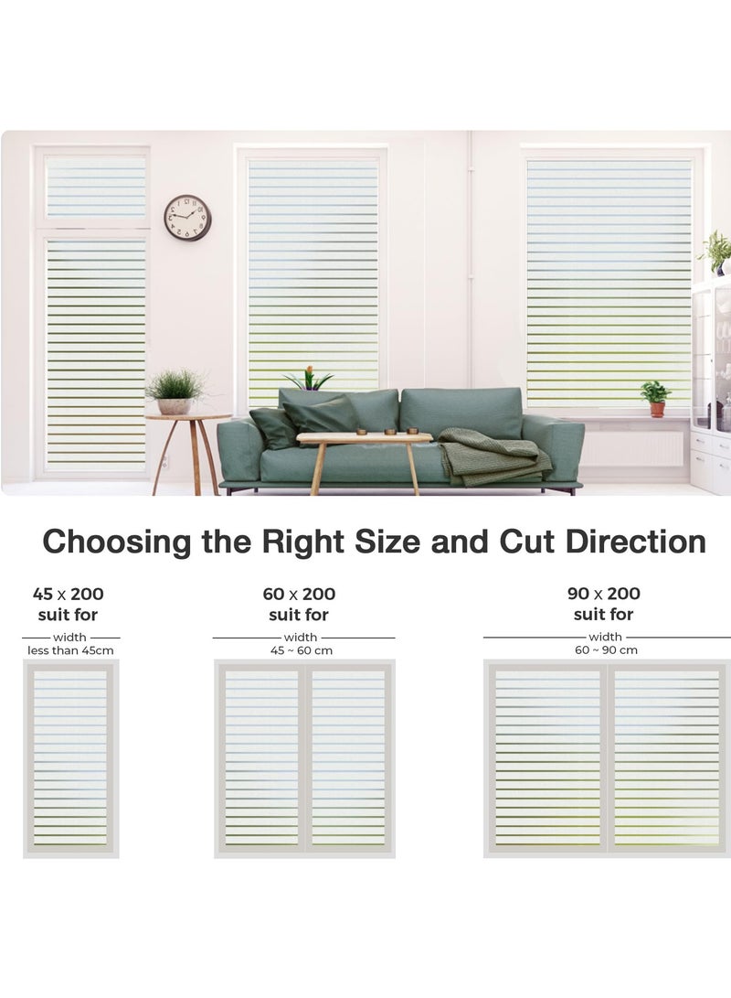 Window Film Privacy, Frosted Stripe Patterns, No Glue Static Cling, UV Protection, Self Adhesive Stained Glass Film, 30  400cm, Suitable for Home, Office