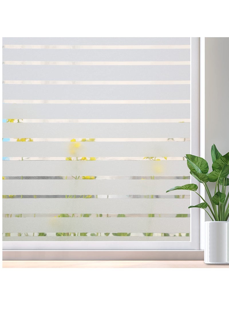 Window Film Privacy, Frosted Stripe Patterns, No Glue Static Cling, UV Protection, Self Adhesive Stained Glass Film, 30  400cm, Suitable for Home, Office