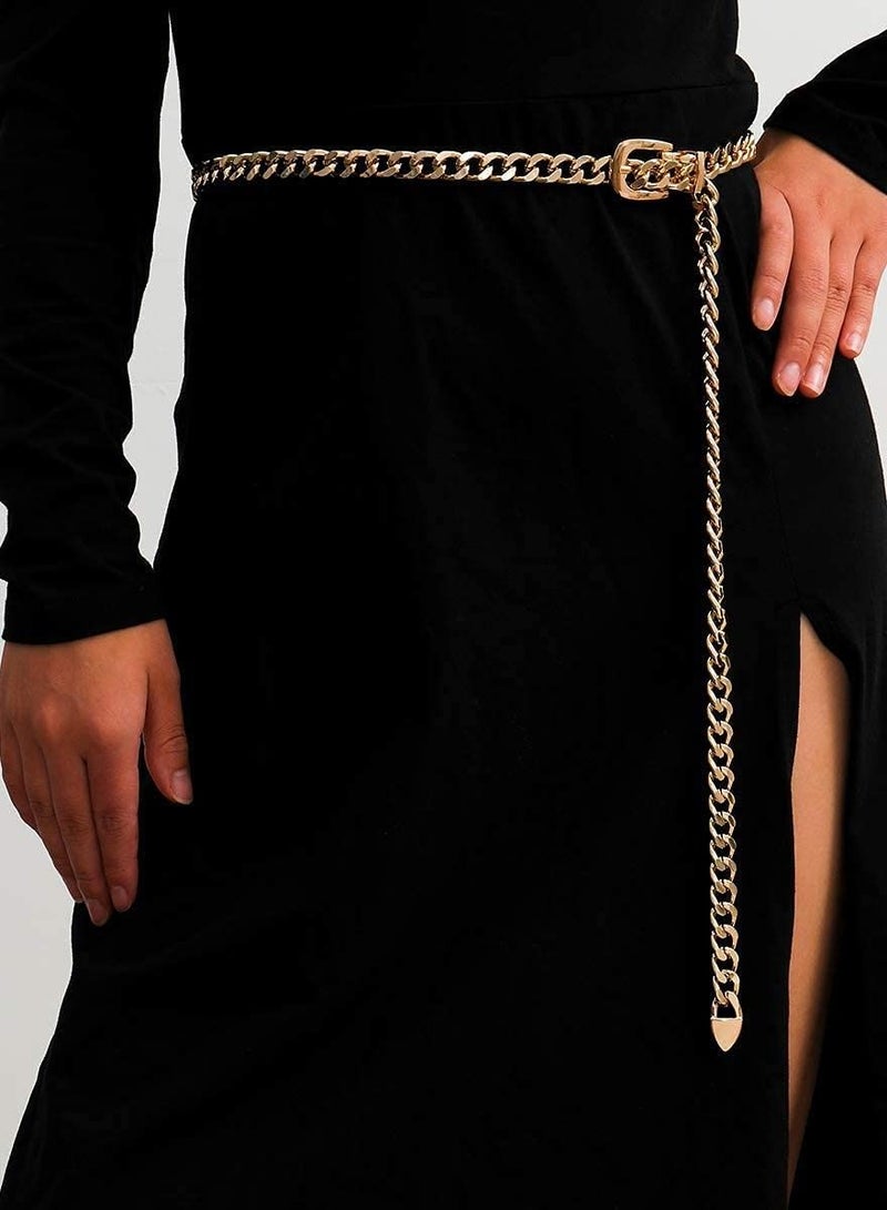 Women's Belt Chain Belt, Gold Chain Belt, Adjustable Punk Chain, Suitable for Long Skirt, Short Skirt, Jeans, Shorts, Suit Pants, Personalized Denim Belt