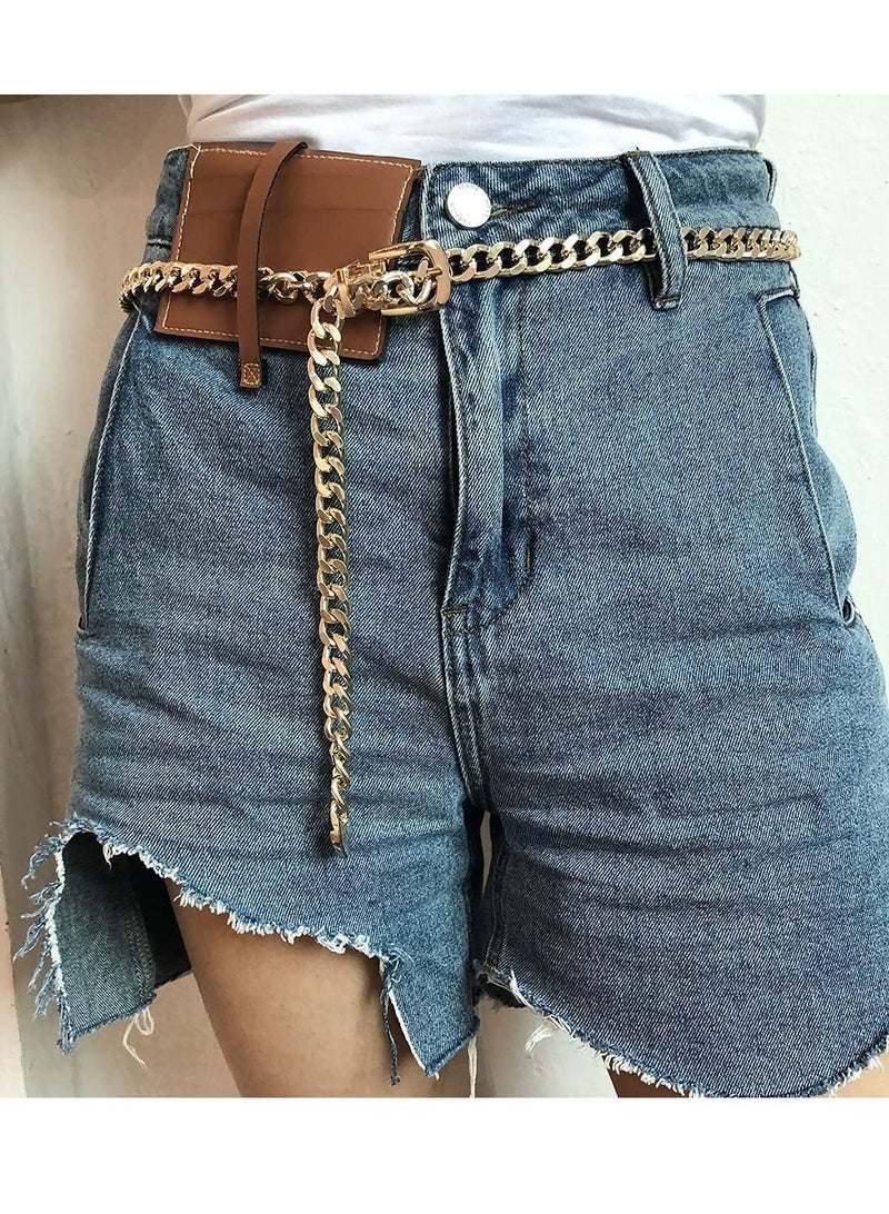 Women's Belt Chain Belt, Gold Chain Belt, Adjustable Punk Chain, Suitable for Long Skirt, Short Skirt, Jeans, Shorts, Suit Pants, Personalized Denim Belt