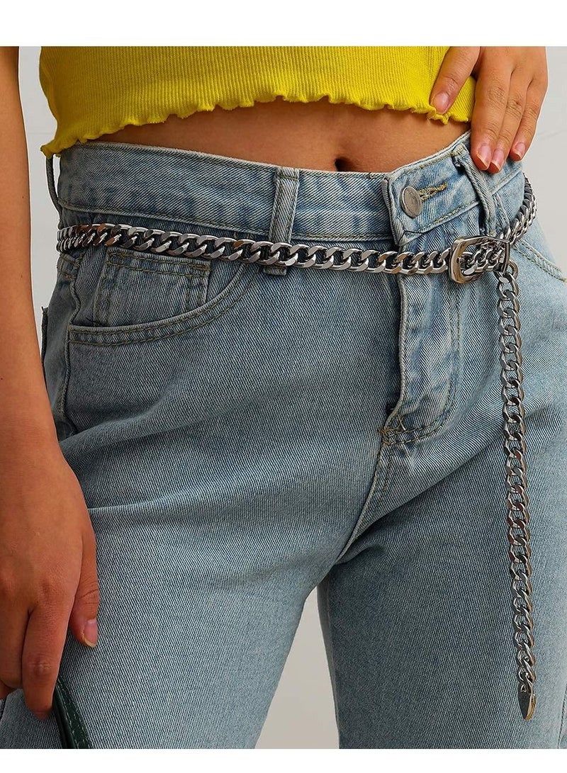 Women's Belt Chain Belt, Gold Chain Belt, Adjustable Punk Chain, Suitable for Long Skirt, Short Skirt, Jeans, Shorts, Suit Pants, Personalized Denim Belt