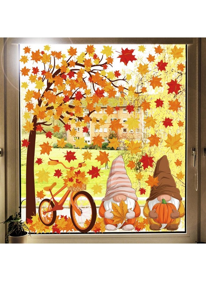 6 Sheets Fall Window Clings Colorful Maple Leaves Tree Window Stickers Gnome Pumpkin Doublesided Window Decals For Autumn Thanksgiving Harvest Home School Accessories Party Supplies Gifts