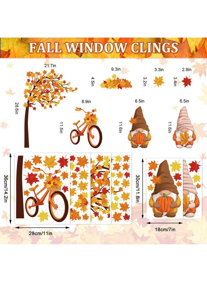 6 Sheets Fall Window Clings Colorful Maple Leaves Tree Window Stickers Gnome Pumpkin Doublesided Window Decals For Autumn Thanksgiving Harvest Home School Accessories Party Supplies Gifts