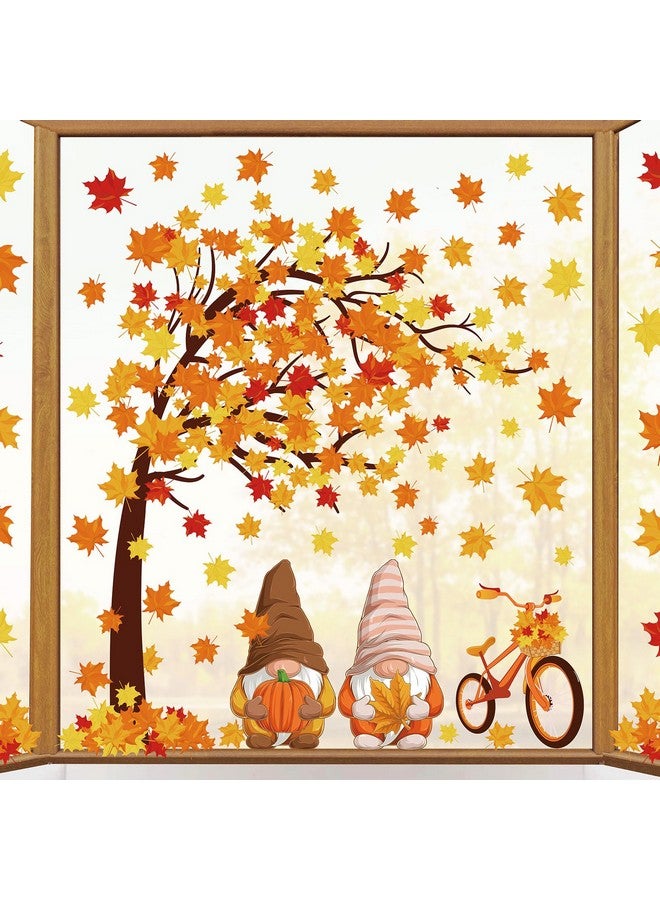 6 Sheets Fall Window Clings Colorful Maple Leaves Tree Window Stickers Gnome Pumpkin Doublesided Window Decals For Autumn Thanksgiving Harvest Home School Accessories Party Supplies Gifts