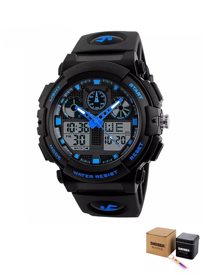 SKMEI Sports Wrist Watch Dual Display Analog and Digital Multi Functional LED Screen 50M Waterproof Mens Gadget