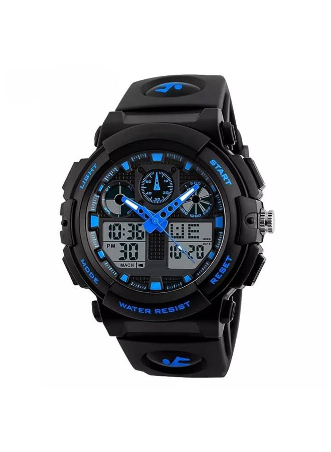 SKMEI Sports Wrist Watch Dual Display Analog and Digital Multi Functional LED Screen 50M Waterproof Mens Gadget