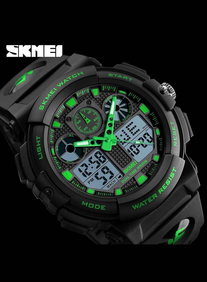 SKMEI Sports Wrist Watch Dual Display Analog and Digital Multi Functional LED Screen 50M Waterproof Mens Gadget