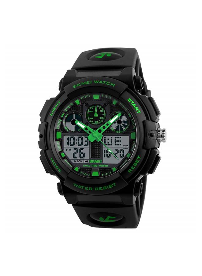 SKMEI Sports Wrist Watch Dual Display Analog and Digital Multi Functional LED Screen 50M Waterproof Mens Gadget