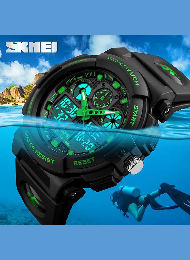 SKMEI Sports Wrist Watch Dual Display Analog and Digital Multi Functional LED Screen 50M Waterproof Mens Gadget