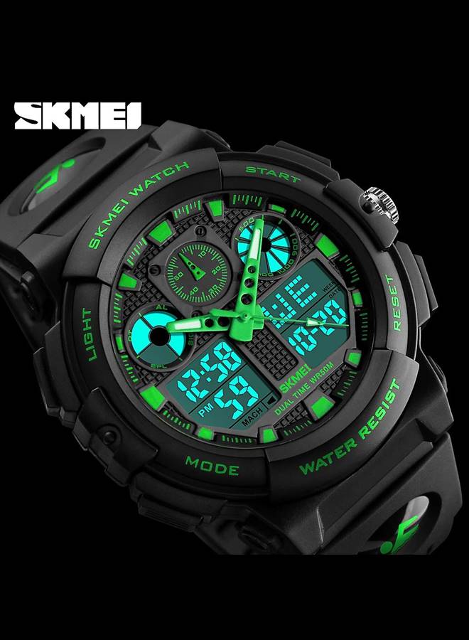 SKMEI Sports Wrist Watch Dual Display Analog and Digital Multi Functional LED Screen 50M Waterproof Mens Gadget