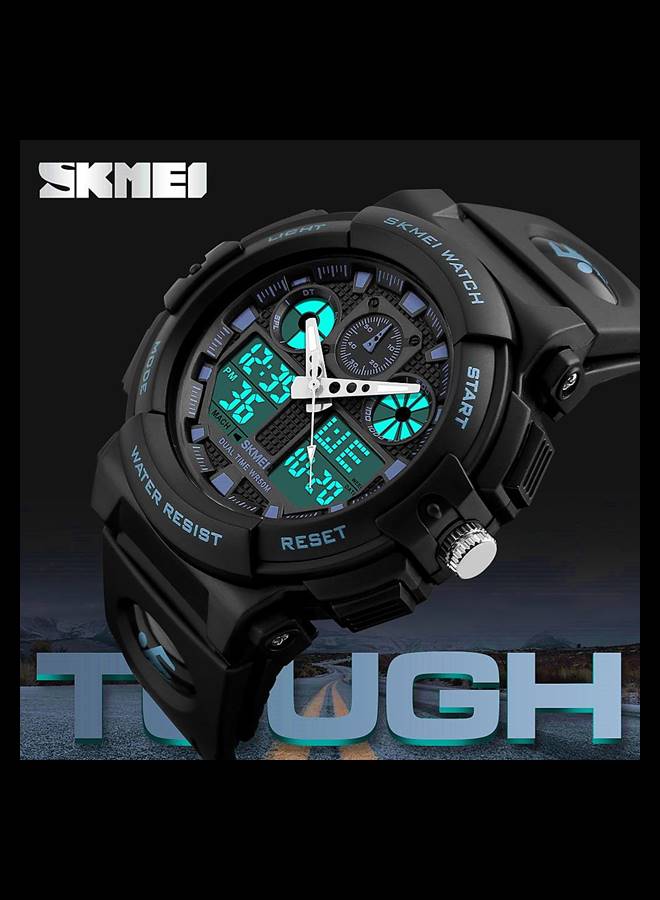 SKMEI Sports Wrist Watch Dual Display Analog and Digital Multi Functional LED Screen 50M Waterproof Mens Gadget