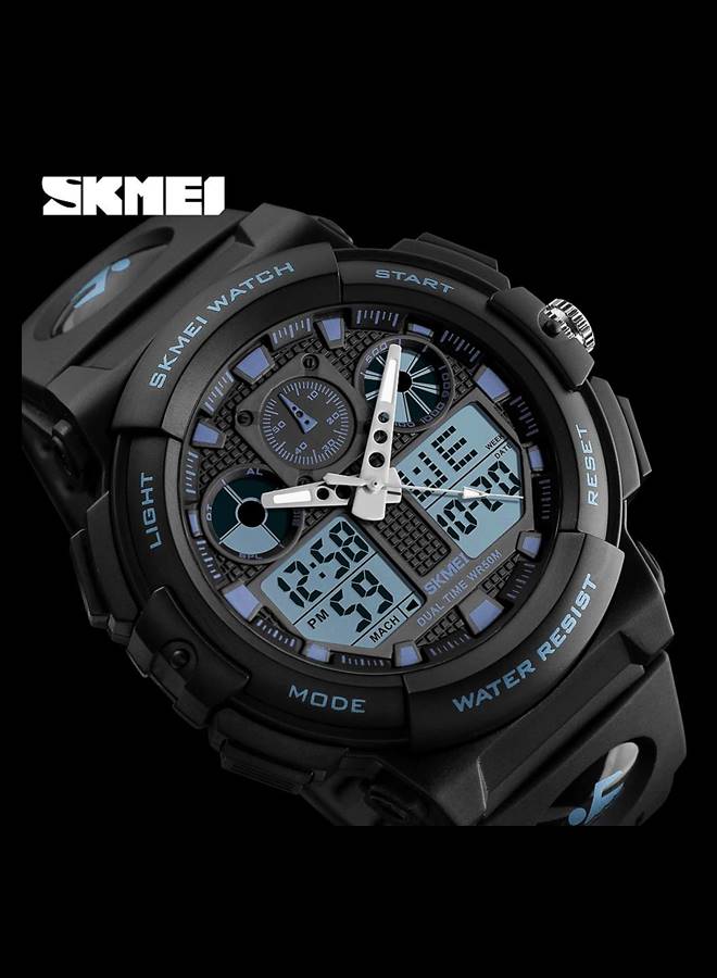 SKMEI Sports Wrist Watch Dual Display Analog and Digital Multi Functional LED Screen 50M Waterproof Mens Gadget