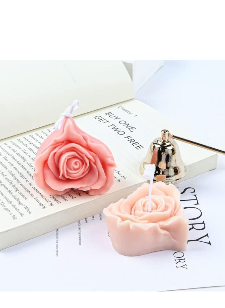 Candle Molds 3d Heart-shaped Rose Silicone for Making Resin Pillar Aromatherapy Gypsum Candles Wax Soap Flower Specimen Clay Craft