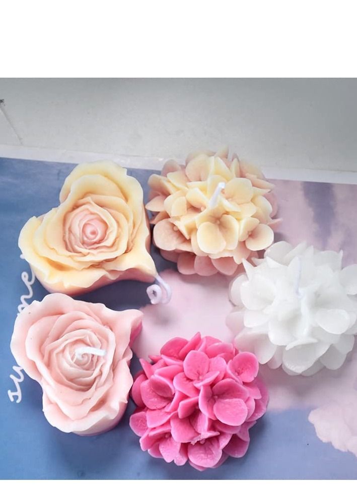 Candle Molds 3d Heart-shaped Rose Silicone for Making Resin Pillar Aromatherapy Gypsum Candles Wax Soap Flower Specimen Clay Craft