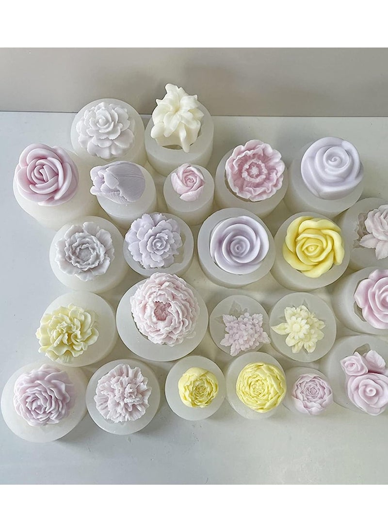 2PCS Flower Candle Silicone Mold Mini Soap Resin Mould 3D Chocolate Cake Fondant Rose Sunflower DIY Handmade Making Molds Epoxy Casting