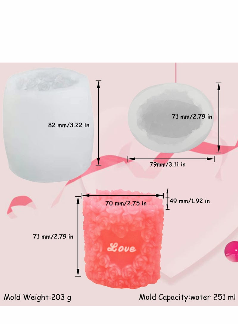 Candle Molds Silicone- Rose Flower Candle Molds 3D Love Silicone Column Mould  Resin Casting Mold for DIY Candle Making Homemade Soap Polymer Clay Craft Plaster