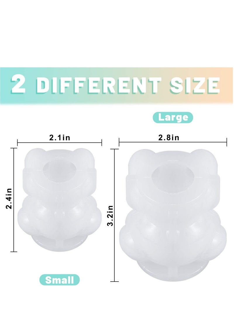 Silicone Mold, 2Pcs 3D Teddy Bear Soap Candle Ice Cube for Coffee, Milk, Tea, Candy Gummy Fondant, Cake Baking, Cupcake Topper Decoration (2 Sizes)