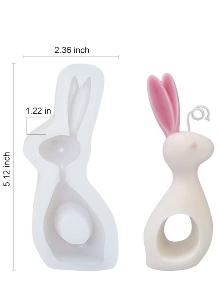 2Pcs Silicone Mold 3D Couple Rabbit Candle Molds for Making, Bunny Mold, DIY Plaster Soap Craft Making Tool