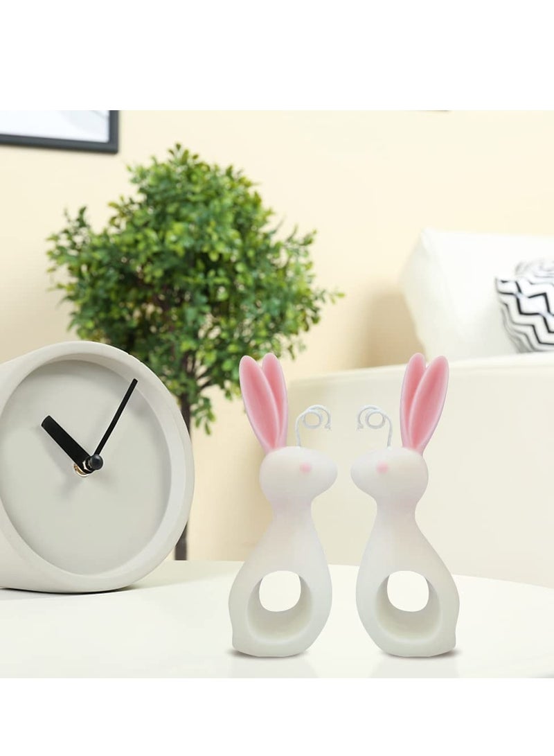 2Pcs Silicone Mold 3D Couple Rabbit Candle Molds for Making, Bunny Mold, DIY Plaster Soap Craft Making Tool
