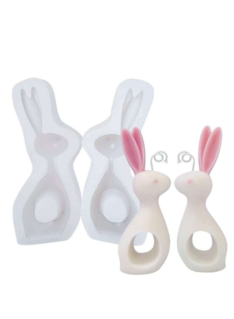 2Pcs Silicone Mold 3D Couple Rabbit Candle Molds for Making, Bunny Mold, DIY Plaster Soap Craft Making Tool