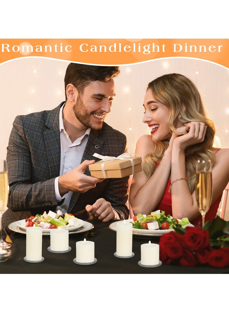 12 Pcs Clear Glass Candle Plates, 10 CM Round Pillar Candle Holder Trays, Small Flat Candlestick Plates for Dining Table Centerpiece, Wedding, Spa, Home Party Decoration