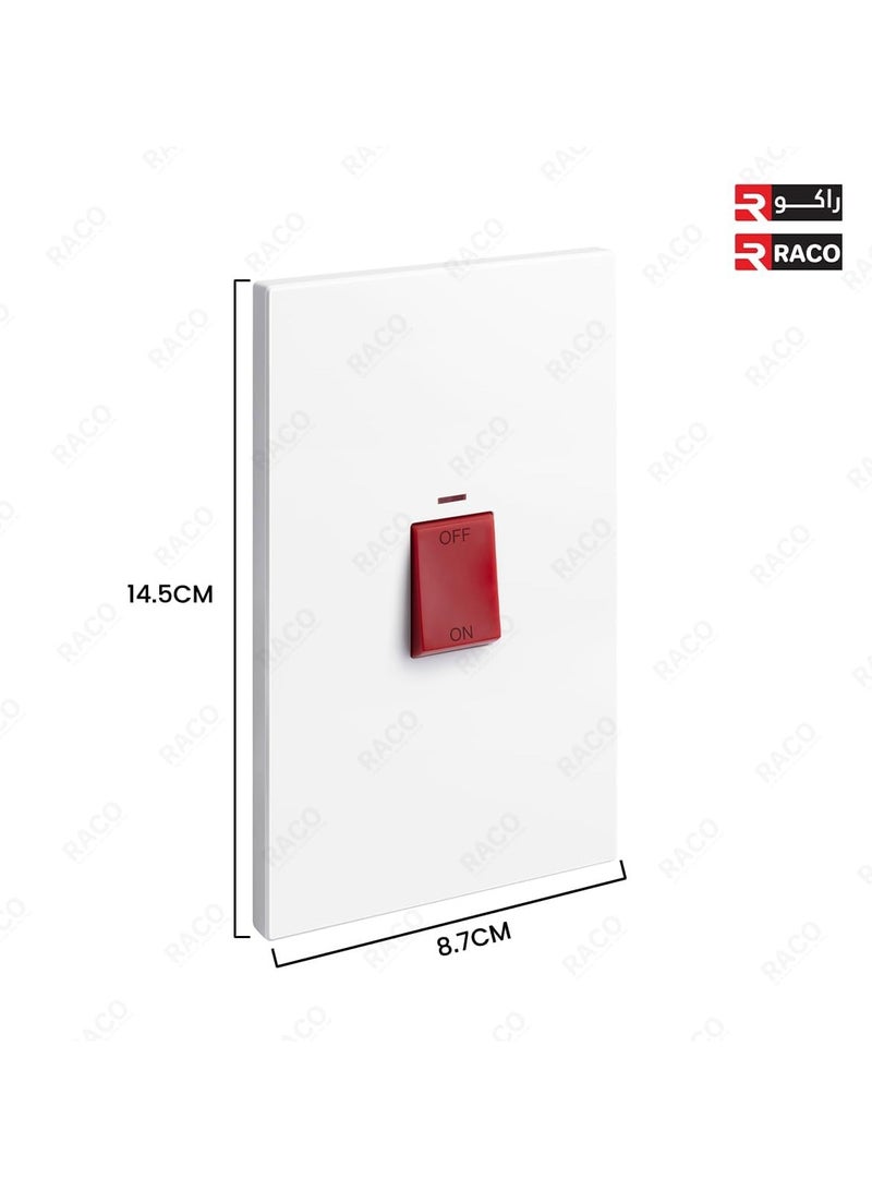 RACO Legrand Galion 2-Gang Vertical Double Pole 45A Switch (3x6) with Red Power Indicator White