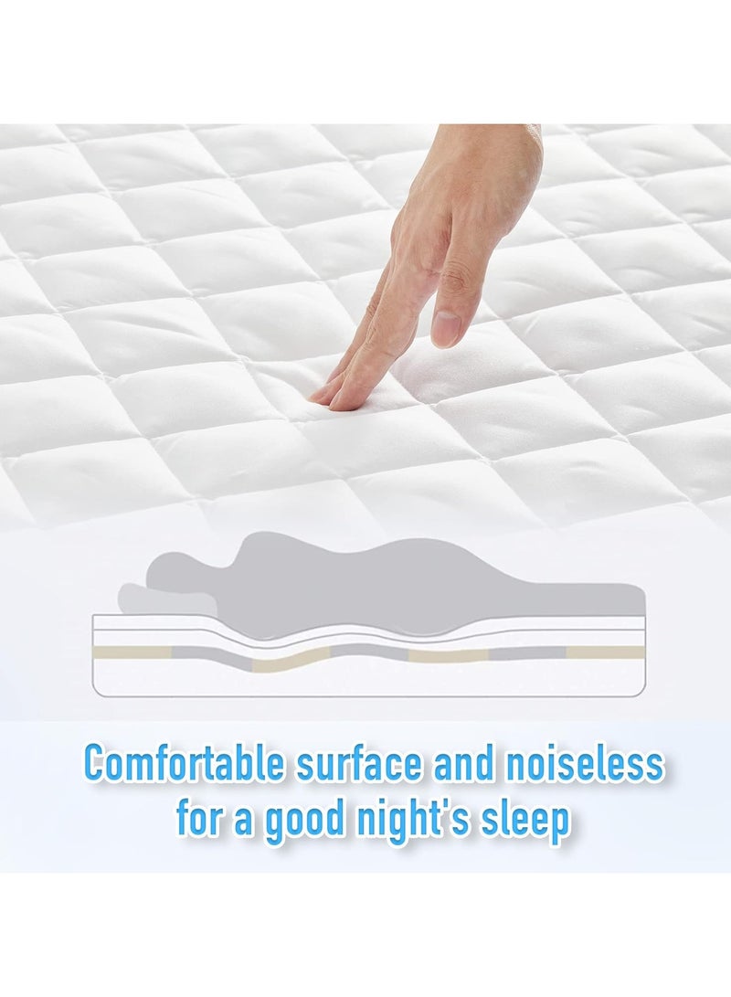 100% Waterproof Mattress Pad Protector,Breathable Quilted Mattress Cover,Breathable Mattress Protector,Soft Breathable Mattress Pad Cover,Dust Proof Mattress Protector (White)
