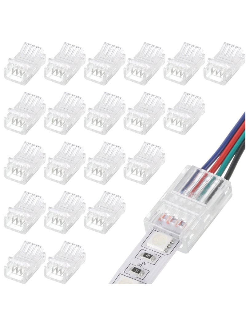 LED Strip Connector, LED Flexible Light Strip Crystal Buckle Adapter, Waterproof Transparent Solderless Wireless Seamless Track Lighting Connector 5V 12V 24V (4pin, 10mm)