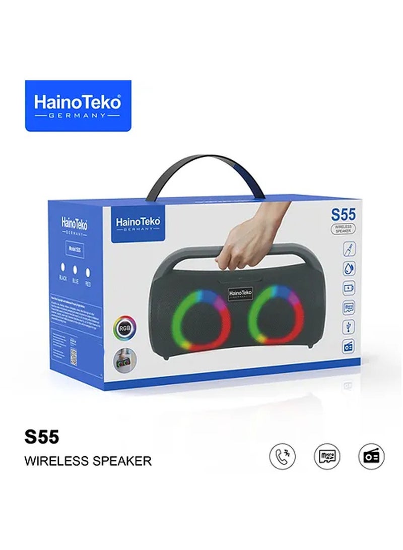 Haino Teko Germany  S55  Portable Wireless Bluetooth Speaker Black