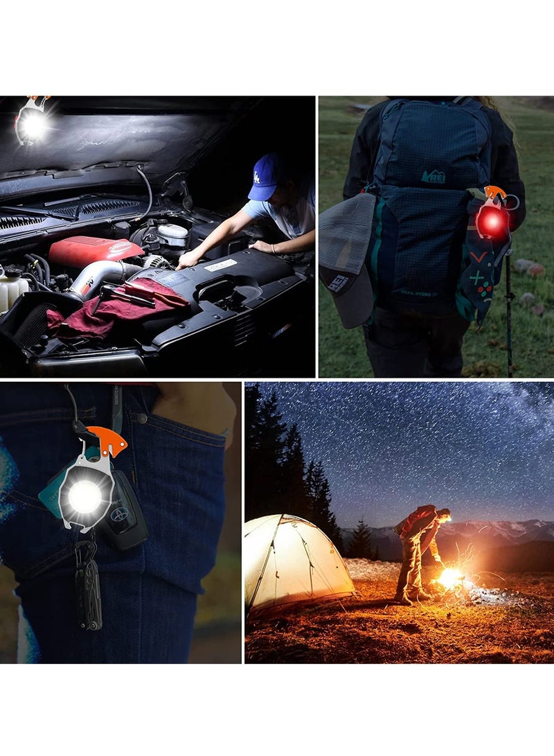 Mini Portable Work Light 800 Lumen Rechargeable Torch Keyring Inspection Lights with Bottle Opener, Magnetic Base, for Camping/Repairing/Emergency (2 Pieces)