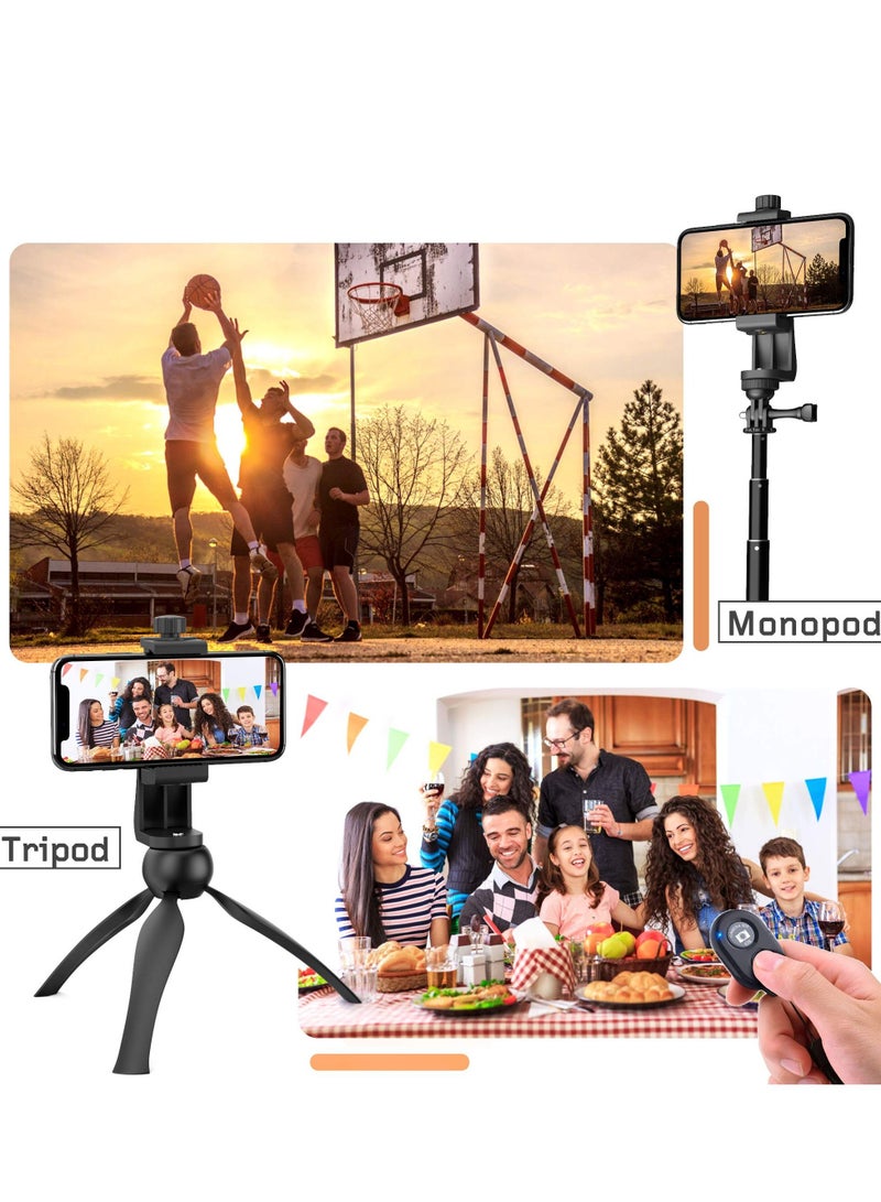 Cell Phone Tripod Mount Adapter with Bluetooth Remote, Fits Any Size Smartphone Including iPhone 14 Plus, Pro Max, S23 Ultra