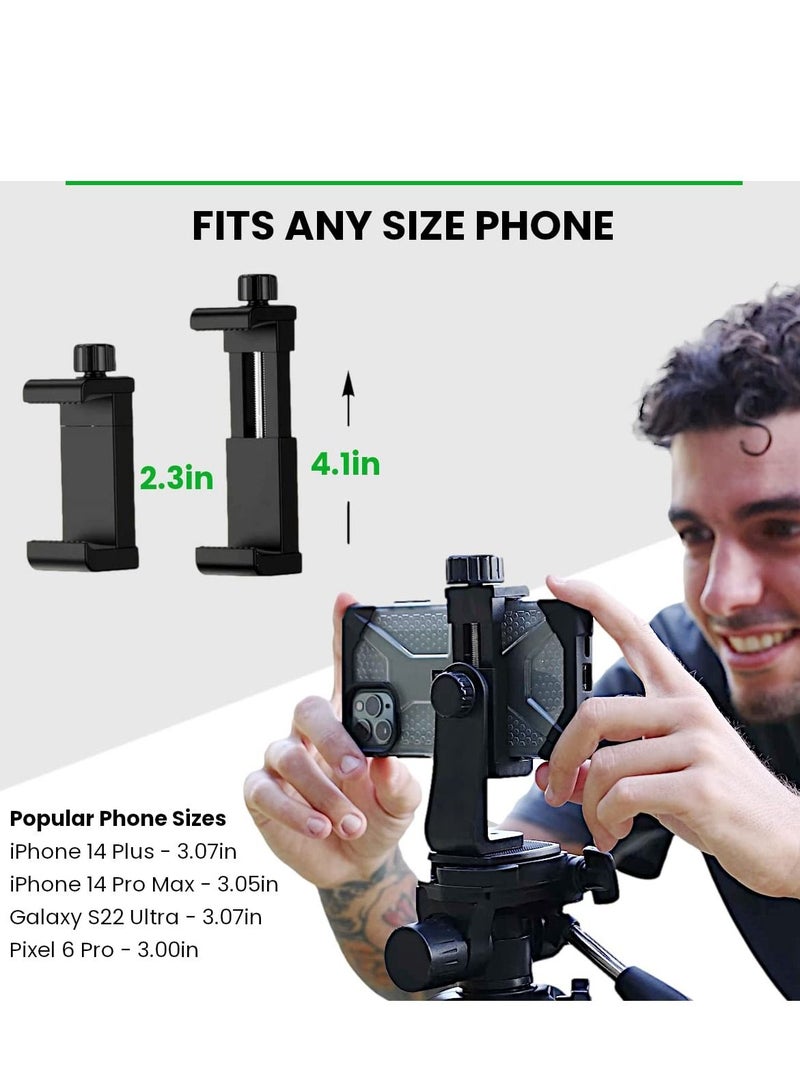 Cell Phone Tripod Mount Adapter with Bluetooth Remote, Fits Any Size Smartphone Including iPhone 14 Plus, Pro Max, S23 Ultra