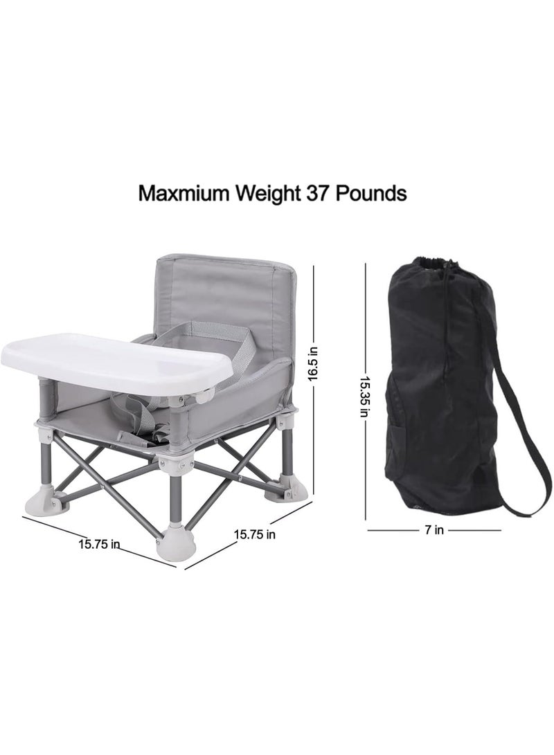 Baby Seat Booster High Chair,Space Saver High Chair, Portable High Chair, Folding Booster Feeding Chair,with Travel Bag(grey)