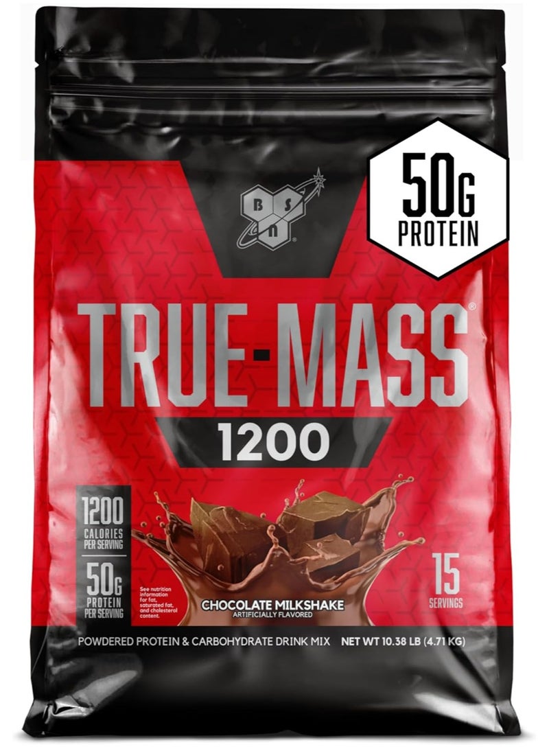 TRUE-MASS 1200 Weight Gainer, Muscle Mass Gainer Protein Powder, Chocolate Milkshake 10.38 LB