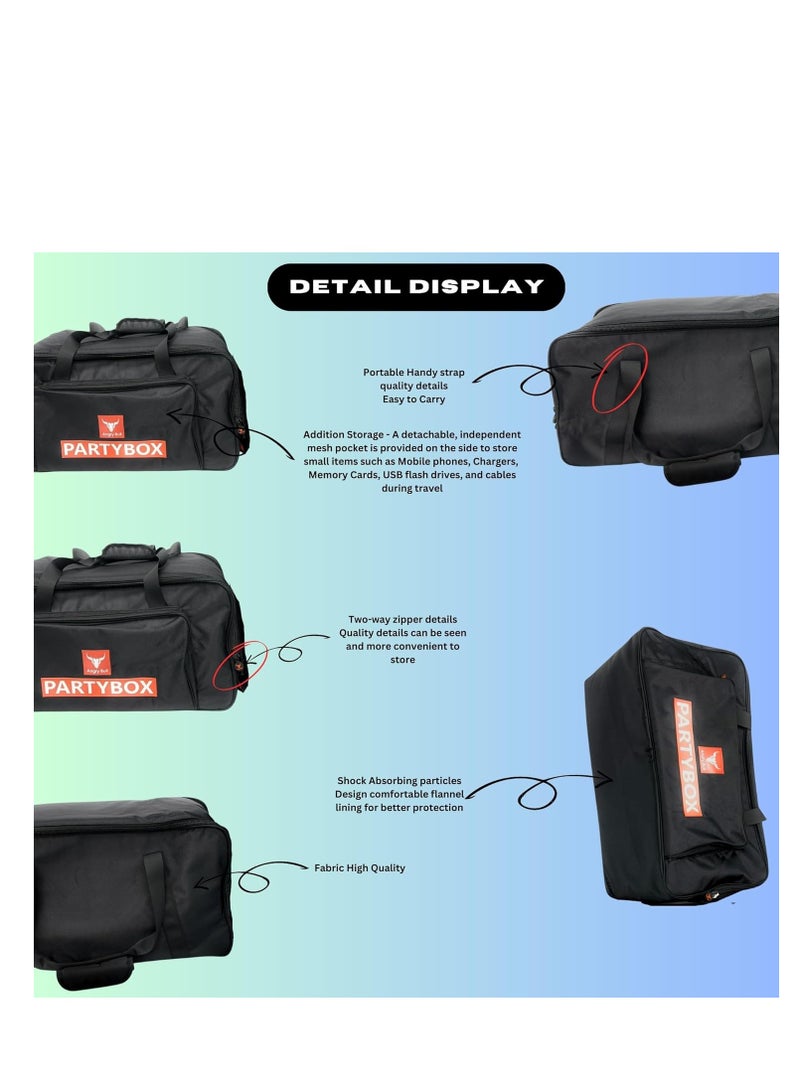 Speaker Bag Safety Storage Case with Handy Strap Travel Bag Compatible for (JBL PARTYBOX 110 BAG BLACK)