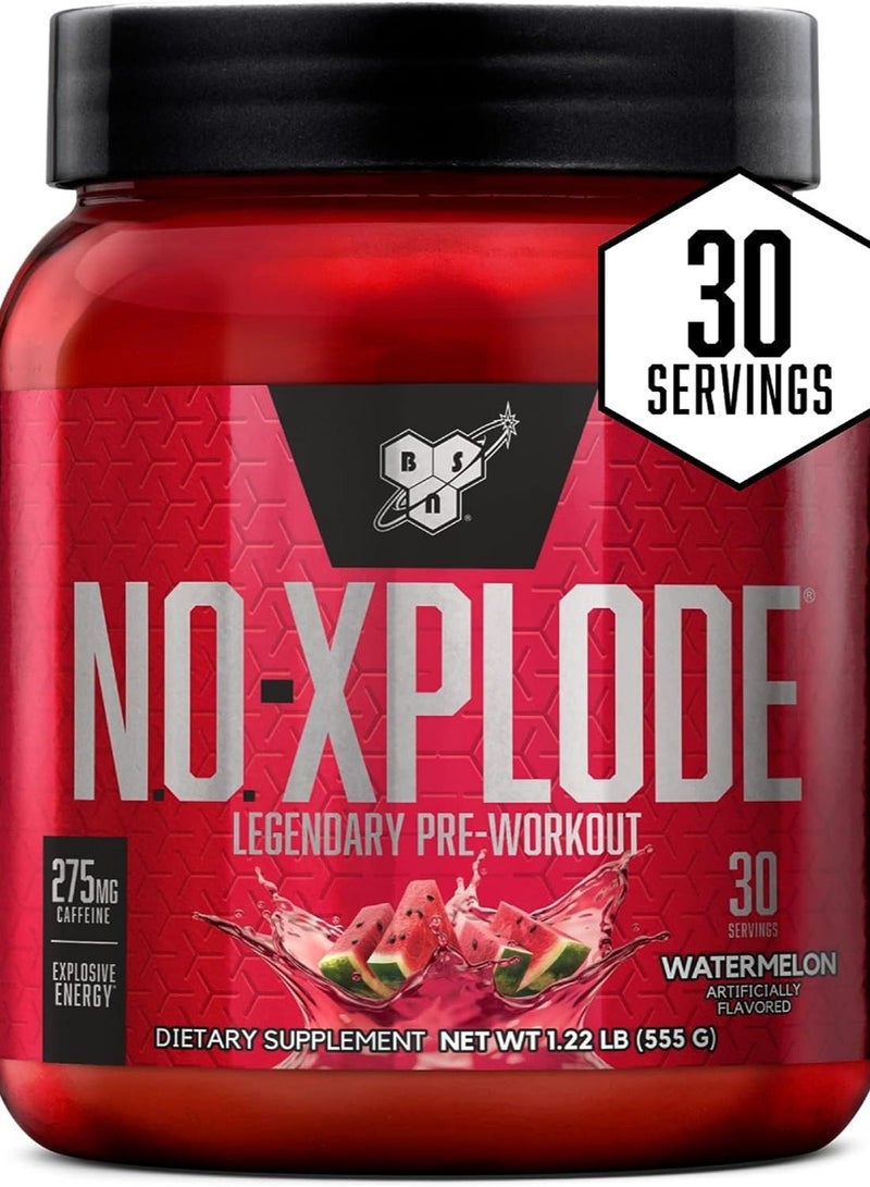 BSN N.O.-XPLODE Pre Workout Powder, Energy Supplement for Men and Women with Creatine and Beta-Alanine - Blue Watermelon , 30 Servings