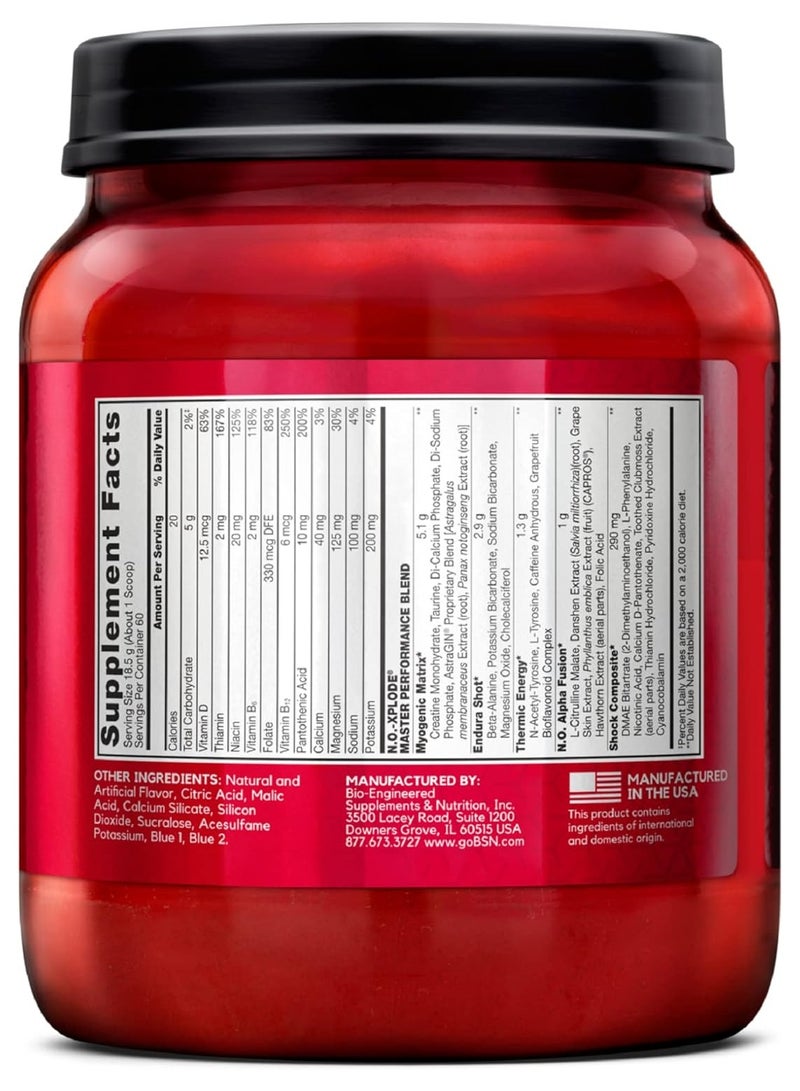 NO XPLODE Legendary Pre Workout Powder with Creatine and Beta-Alanine Blue Raz 60 Servings