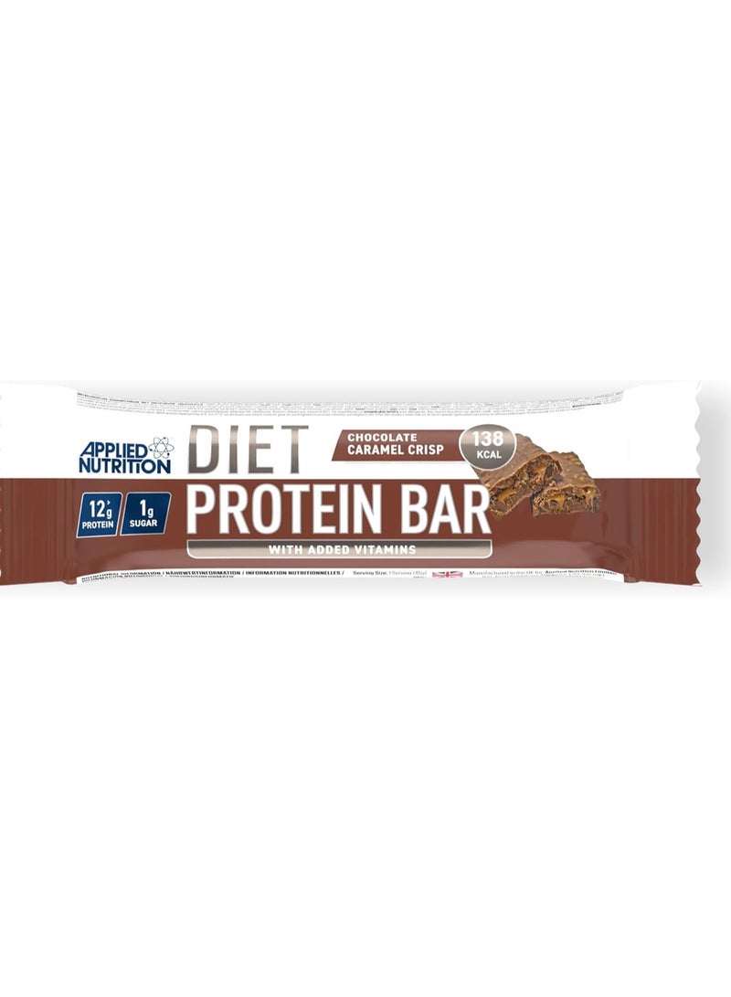 Diet Protein Bar High Protein Low Sugar Protein Snack Bar with Added Vitamins Chocolate Carmel Crisp 45 g pack of 12