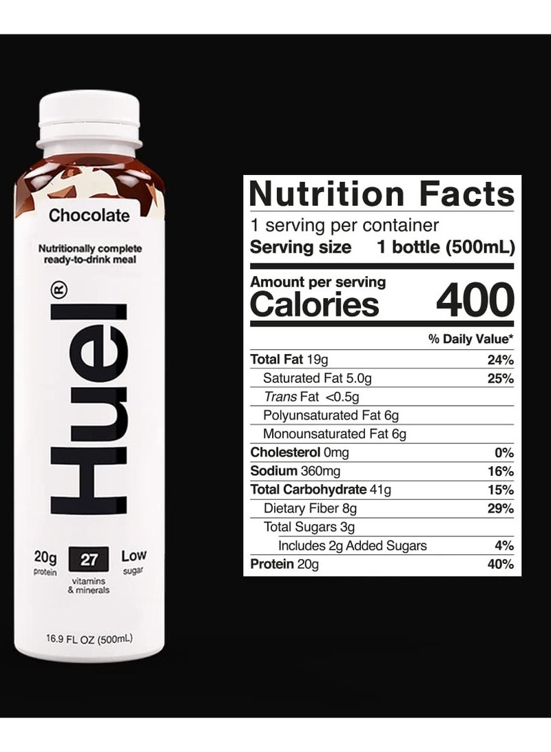 Huel Complete Meal Protein Milkshake Chocolate Flavor 500ml pack of 8
