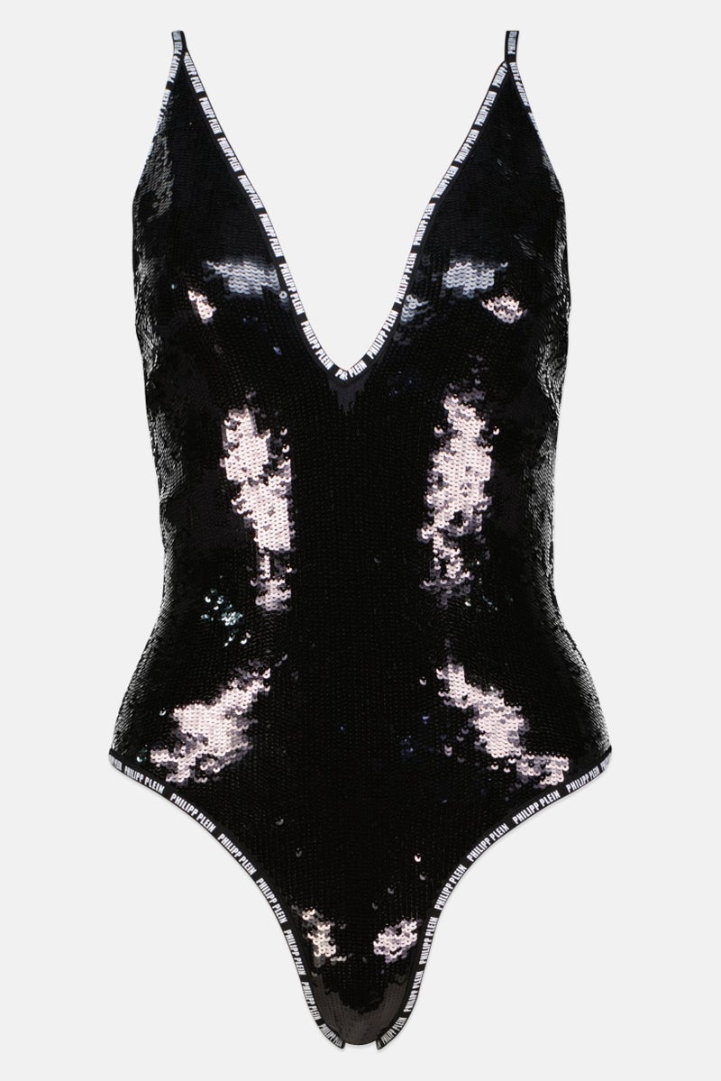 Women Embellished Non Padded One Piece Swimwear, Black