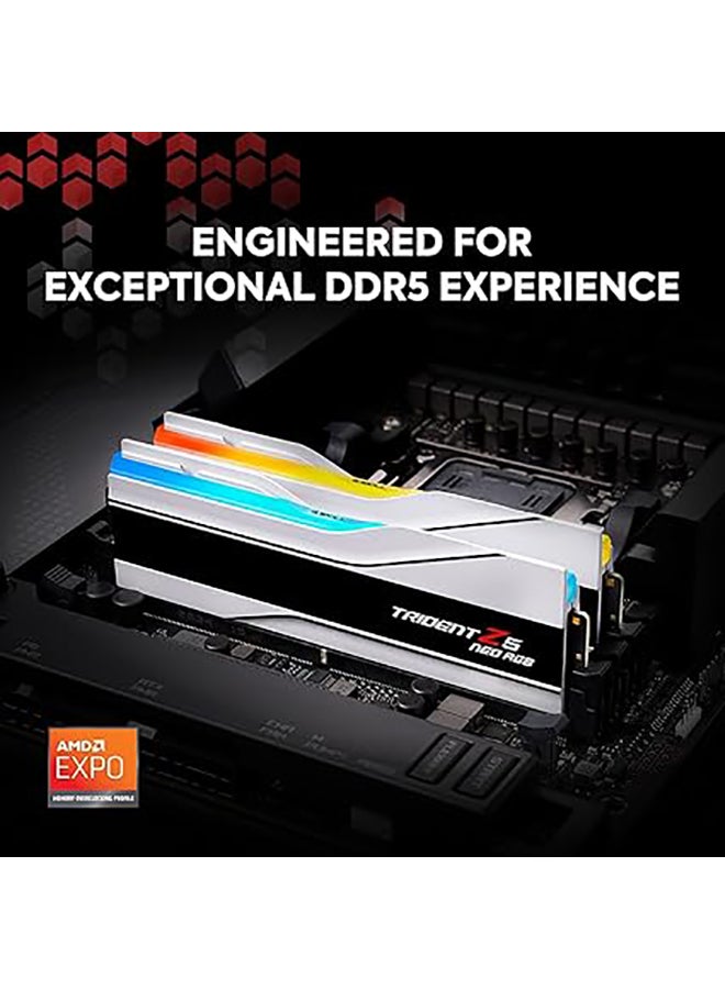 Trident Z5 Neo RGB Series 64GB (2x32GB) DDR5 Dual Channel Desktop Memory Kit, 6000 MT/s Memory Speed, CL30-36-36-96 Latency, AMD EXPO, 1.40V Voltage, White | F5-6000J3036G32GX2-TZ5NRW