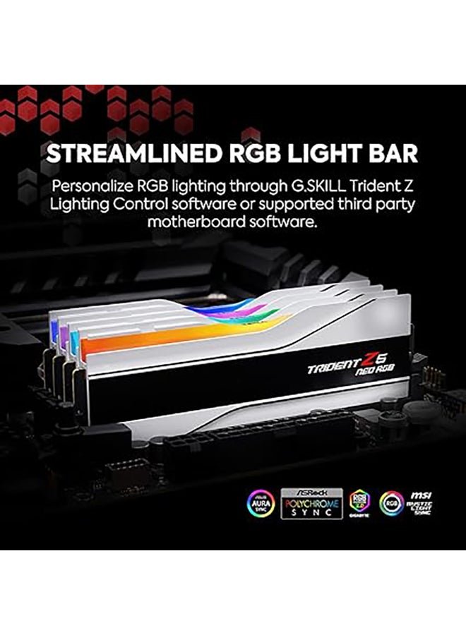 Trident Z5 Neo RGB Series 64GB (2x32GB) DDR5 Dual Channel Desktop Memory Kit, 6000 MT/s Memory Speed, CL30-36-36-96 Latency, AMD EXPO, 1.40V Voltage, White | F5-6000J3036G32GX2-TZ5NRW