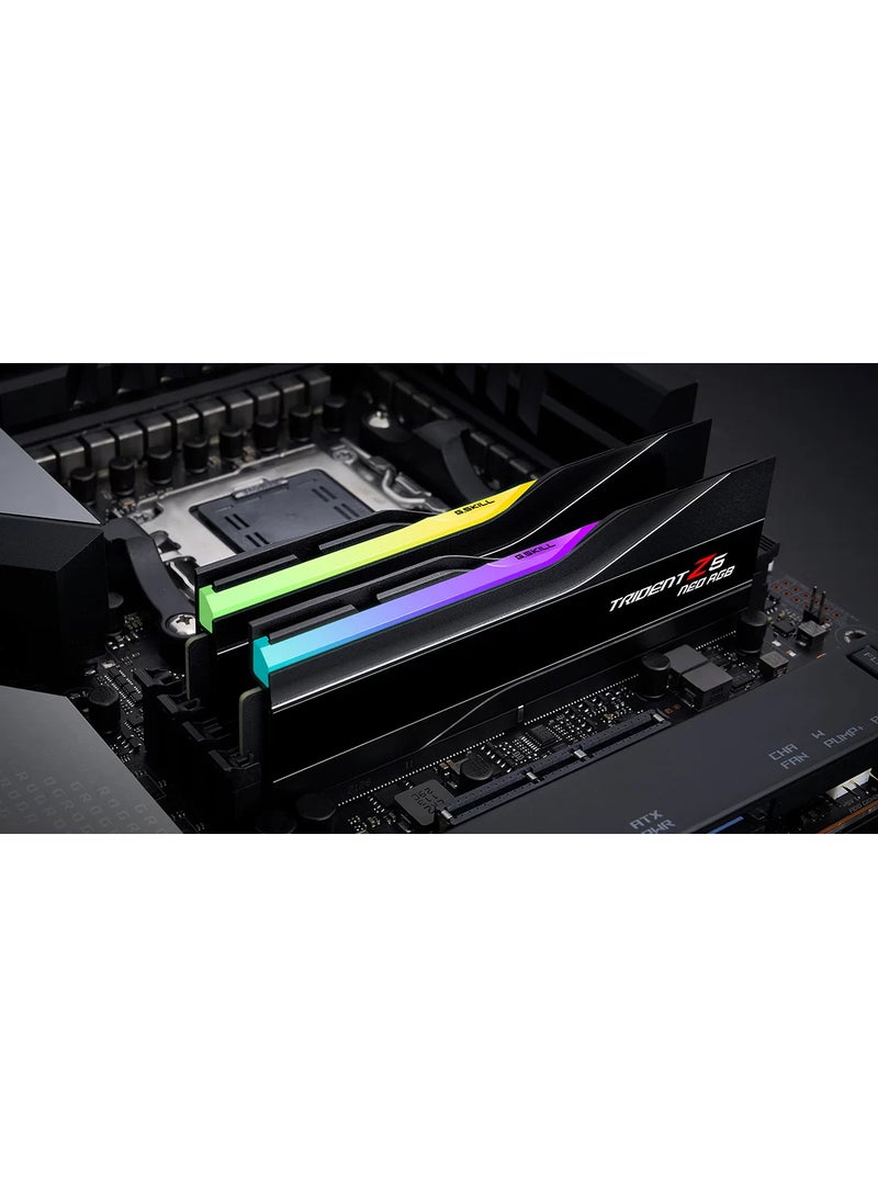 Trident Z5 Neo RGB 64GB (2x32GB) DDR5-6000 Memory Kit, CL32-38-38-96, 1.40V, AMD EXPO Overclocking Support, Dual Channel, Unbuffered, Non-ECC, SPD 4800MT/s, 1.10V | F5-6000J3238G32GX2-TZ5NR