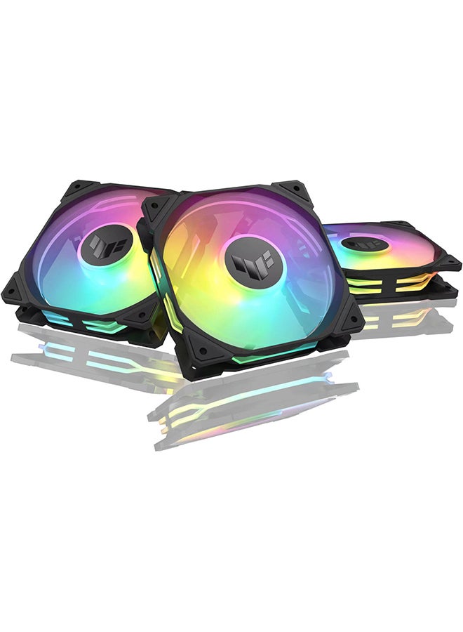 TUF Gaming TR120 ARGB Standarad Blade Fan, 120mm Fans, Up to 2000 rpm Fan Speed, 77.4 CFM Airflow, Aura Sync Compatiblity, PWM Control, Tripple Pack Black