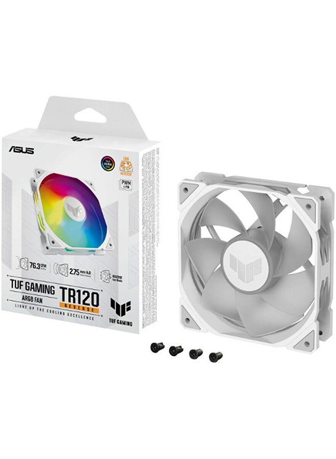 TUF Gaming TR120 ARGB Reverse Blade Fan. 120mm Fans, Up to 2000 rpm Fan Speed, 76.3 CFM Airflow, Aura Sync Compatiblity, PWM Control, Single Pack, White