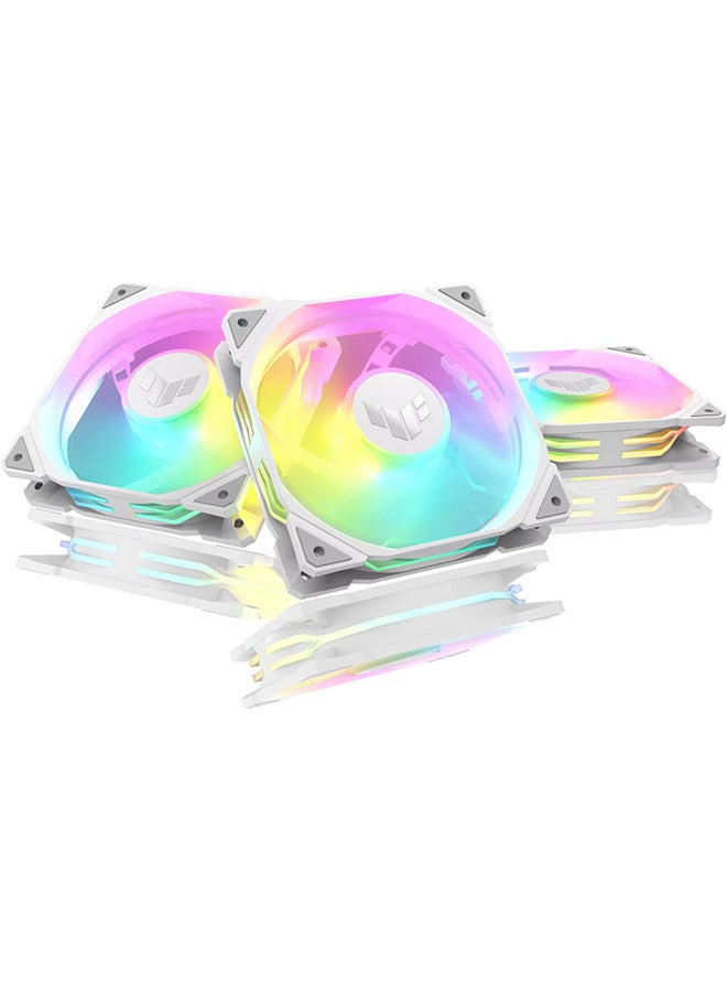 TUF Gaming TR120 ARGB Standarad Blade Fan, 120mm Fans, Up to 2000 rpm Fan Speed, 77.4 CFM Airflow, Aura Sync Compatiblity, PWM Control, Tripple Pack White