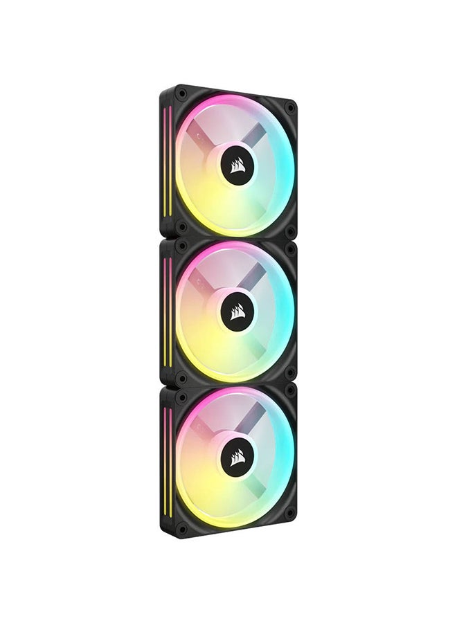 iCUE LINK QX120 RGB 120mm PWM PC Fans Starter Kit with iCUE LINK System Hub, 2400 RPM Fan Speed, 63.1 CFM Airflow, Built-In Temperature Sensor, Dedicated MCU Black