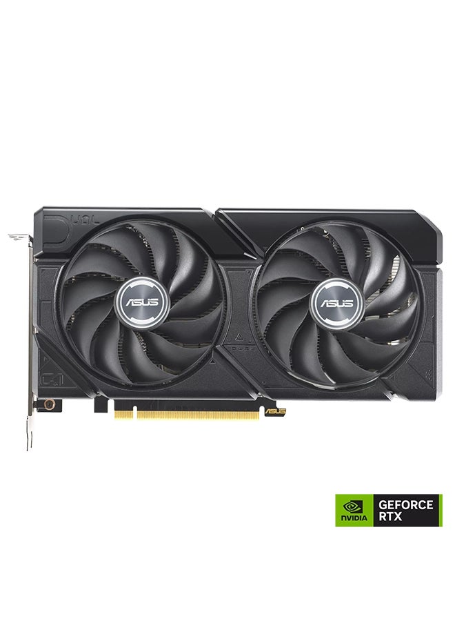 Dual GeForce RTX 4060 Ti EVO OC Graphics Card, 16GB GDDR6 128-Bit Memory, 2595 MHz Boost Clock, 4352 CUDA Cores, 18 Gbps Memory Speed, PCI Express 4.0, 90YV0JH8-M0NA00 Black